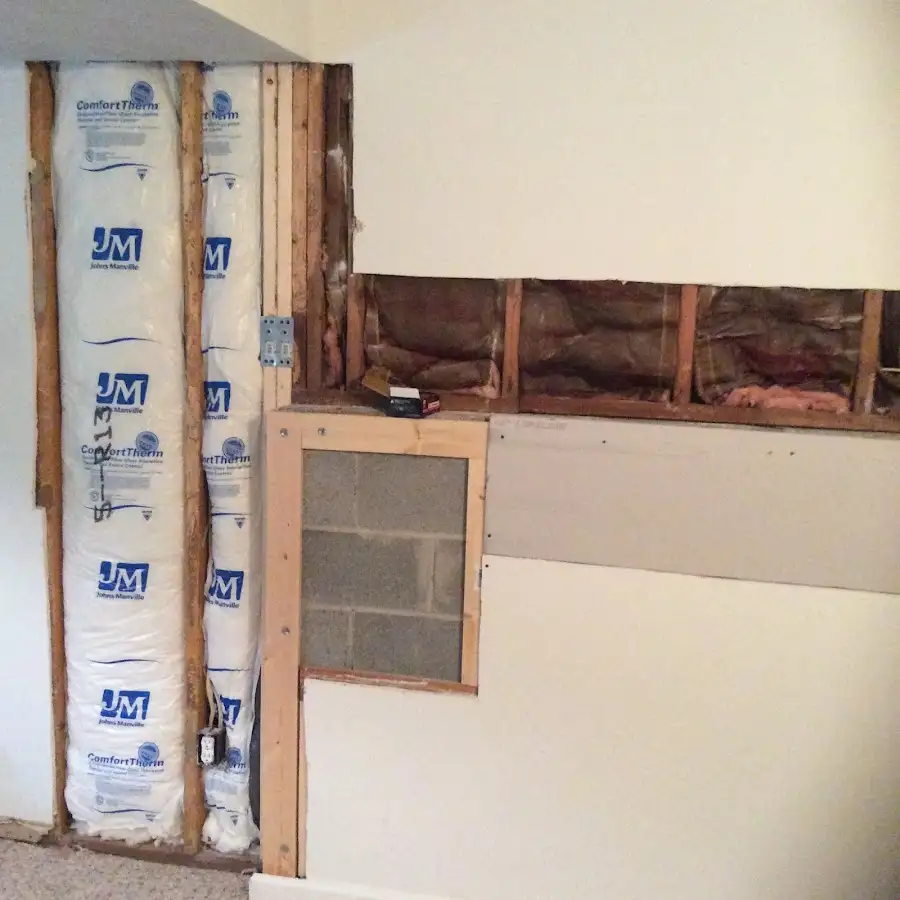 Wall insulation replacement during Basement Flood Cleanup in West Dundee